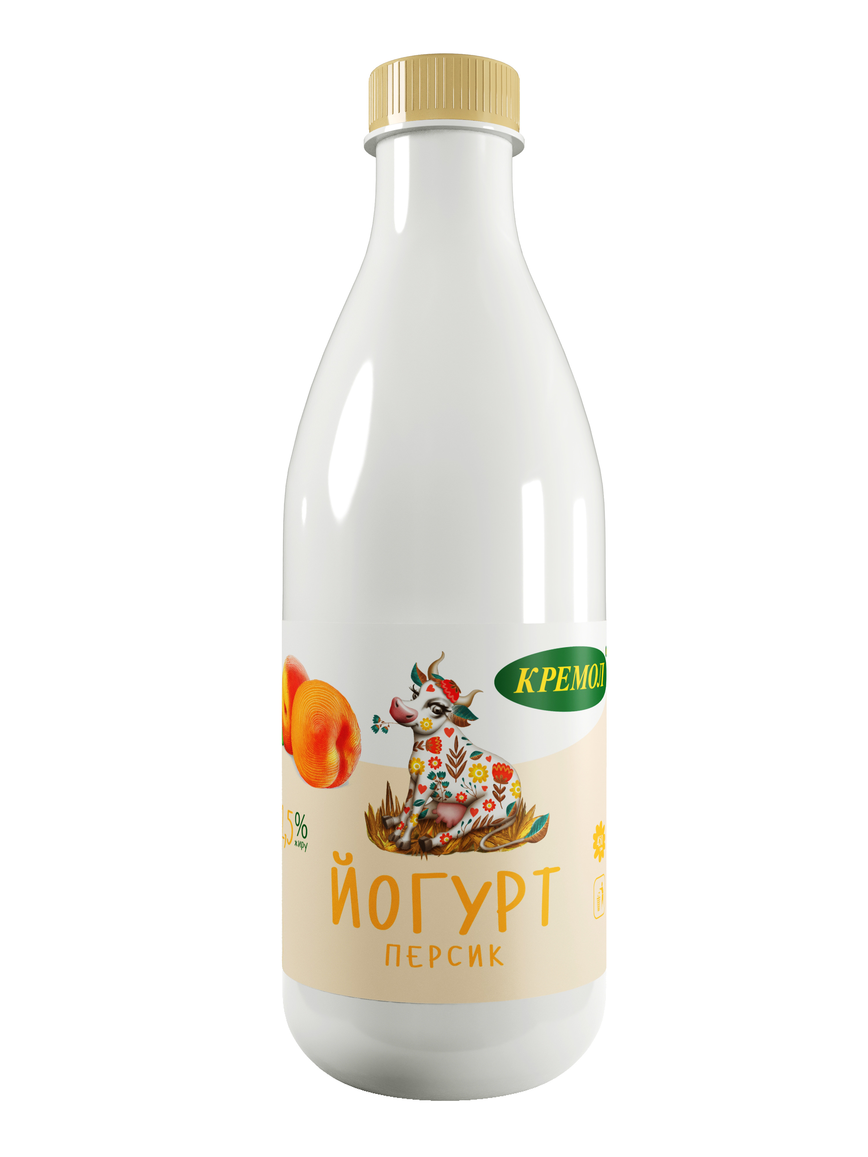 Йогурт жирний 2,5% жиру з наповнювачем фруктовим зі смаком Персик ТМ «КРЕМОЛ»